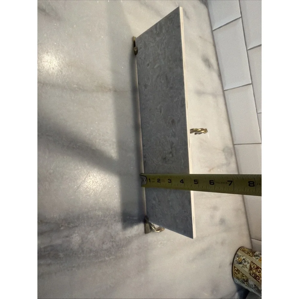 Vintage Metal Gold Brass Rope Shelf Rack with tile shelf